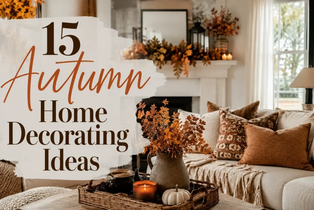 cozy autumn home decorated with warm fall colors and candles