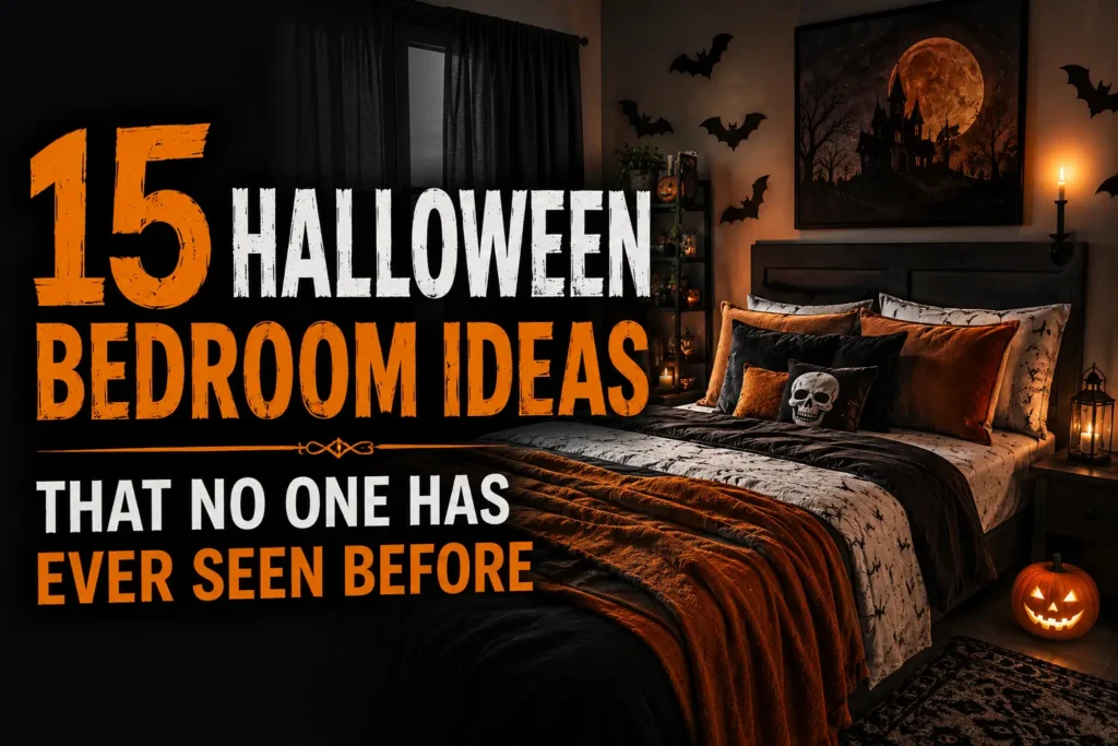 Halloween bedroom ideas with spooky dark room decoration