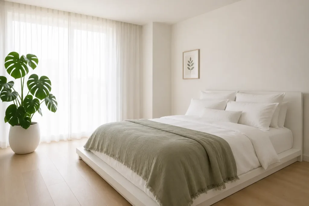 minimalist sage green and whit