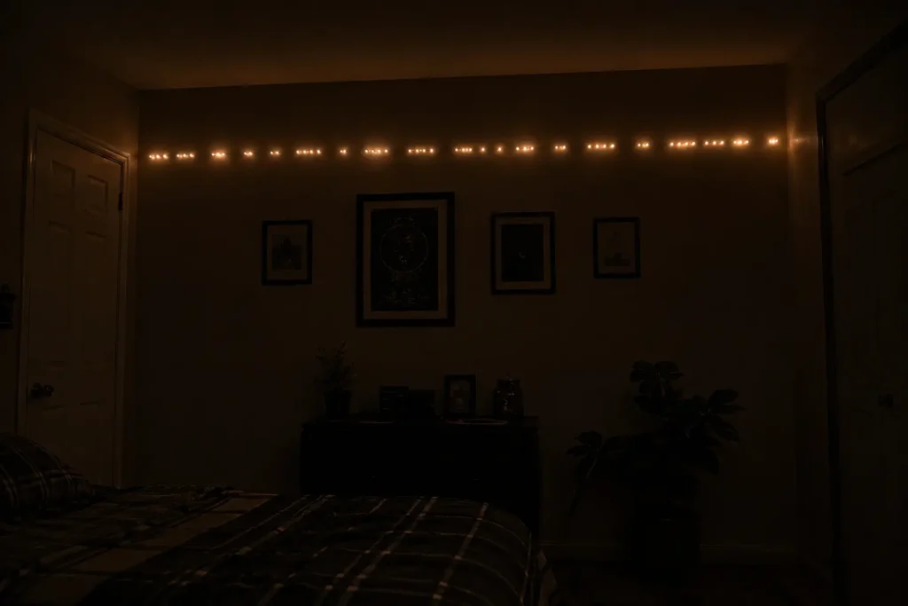 halloween bedroom ideas secret morse code LED wall message