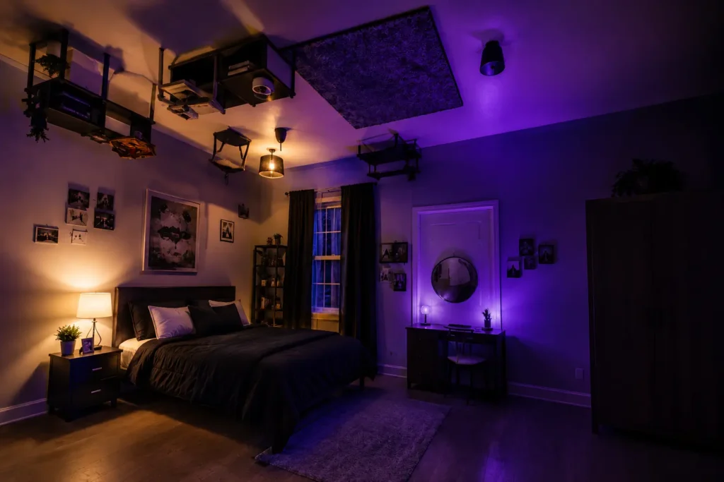 halloween bedroom ideas upside down room illusion with ceiling furniture