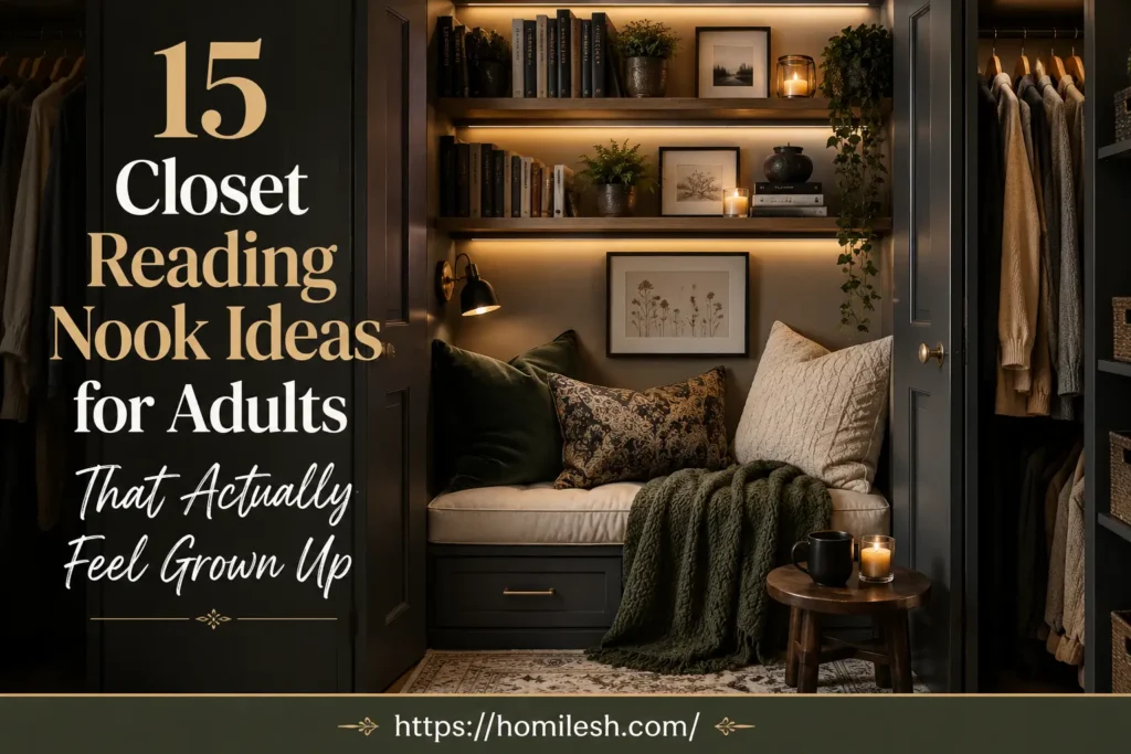 Closet reading nook ideas for adults with built in shelves and reading chair