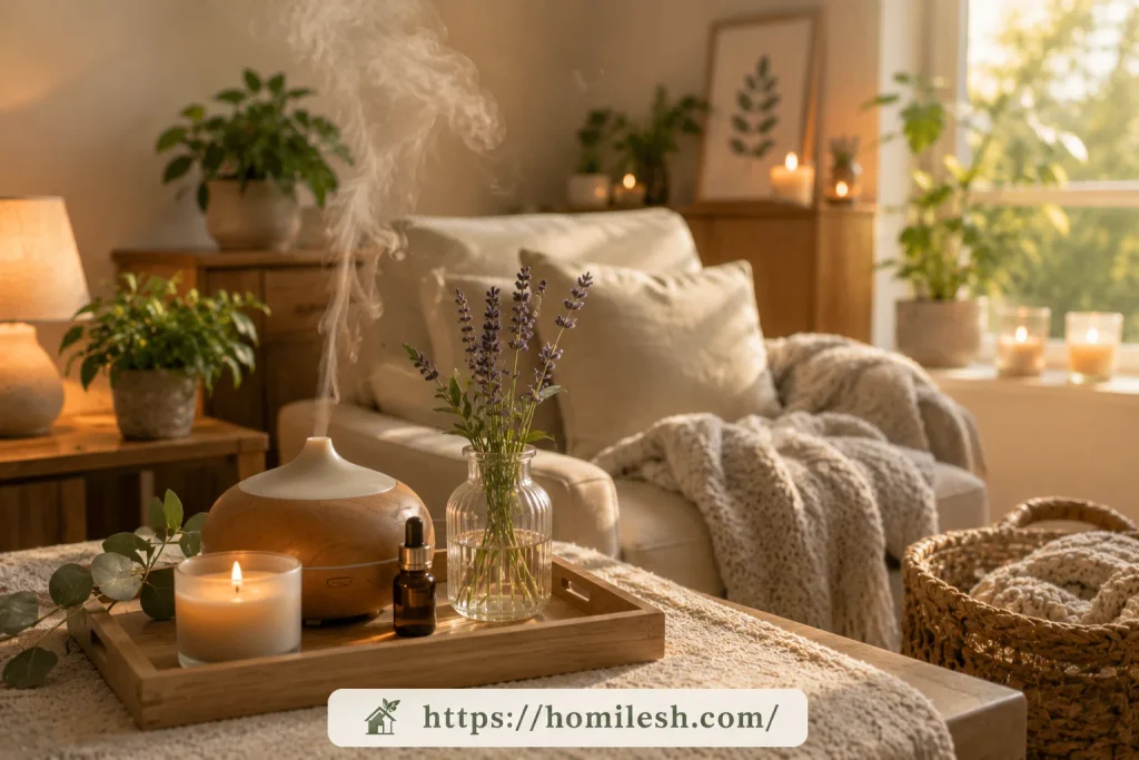 Lit candle for signature weekly scent in sunday reset routine