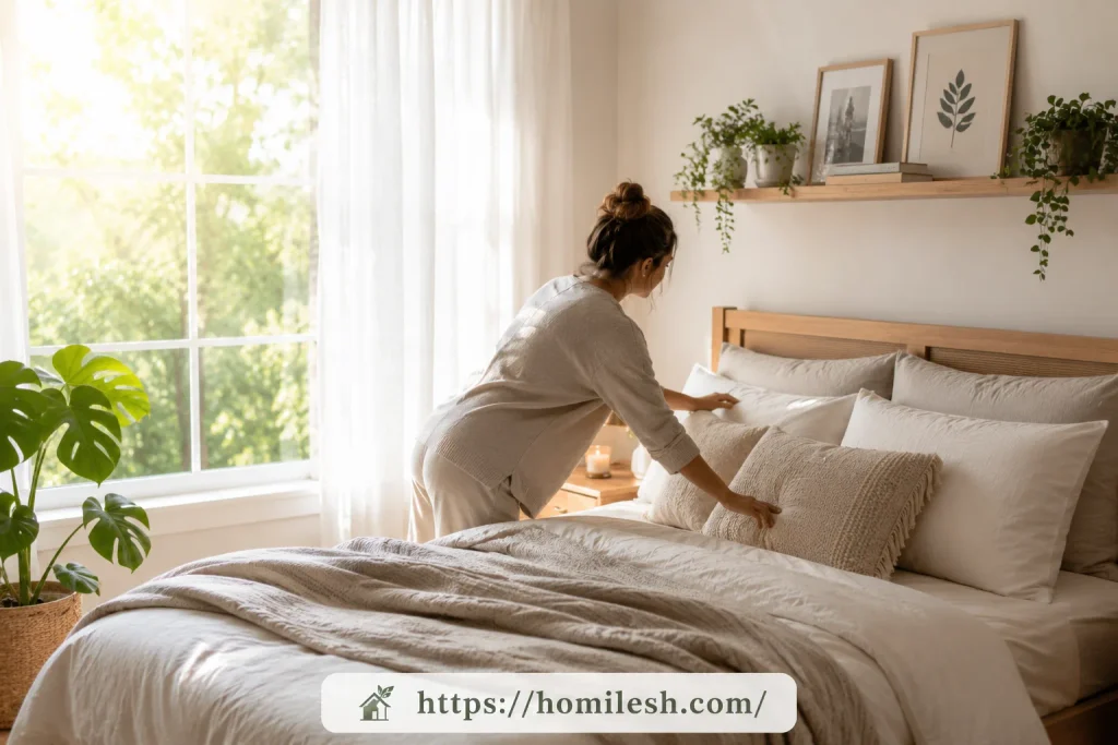 Open curtains and natural light for sunday reset home aesthetic